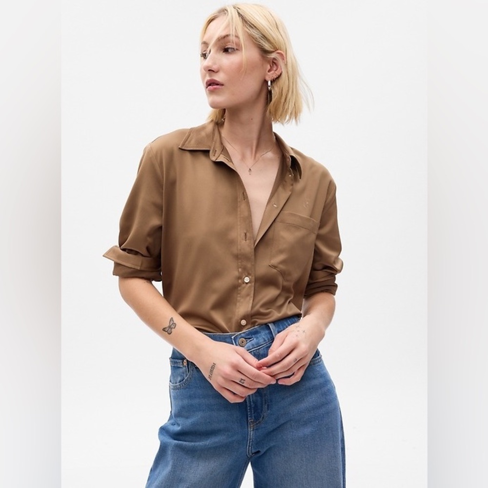 GAP Brown Satin Blouse